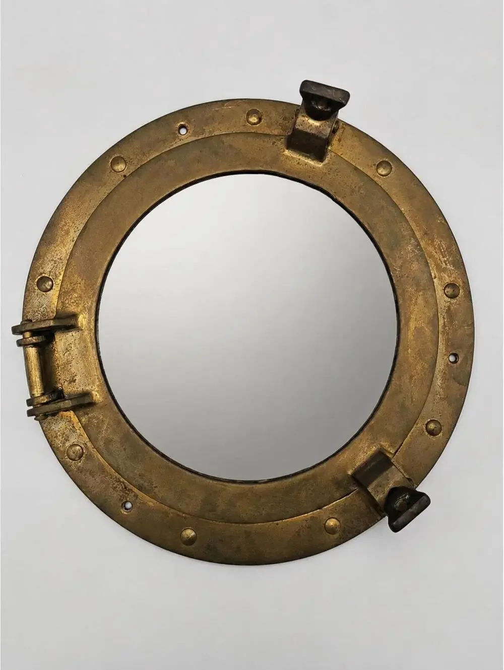 Vintage Brass Porthole Mirror Nautical Maritime Wall Decor Industrial Style